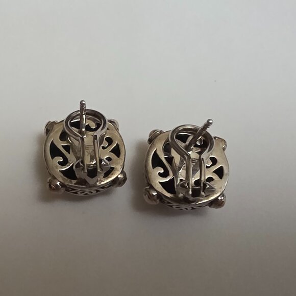 EFFY Balissima Onyx, Sterling Silver and 18K Yellow Gold Stud Earrings - Picture 11 of 14